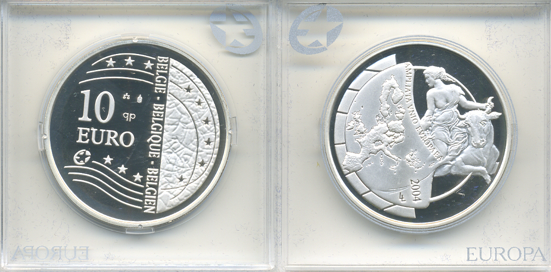 Бельгия 10 евро 2004 Расширение Европейского Союза KM 234 серебро PROOF 00-00