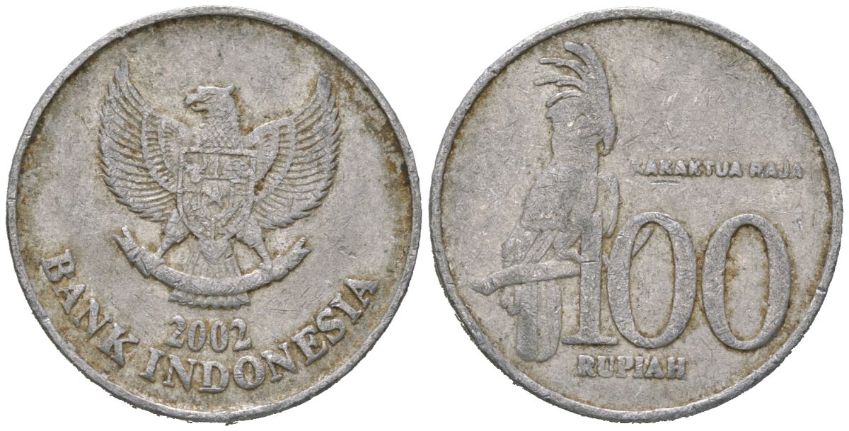 Индонезия 100 рупий 2002 черный пальмовый какаду KM 61 алюминий 4619-626