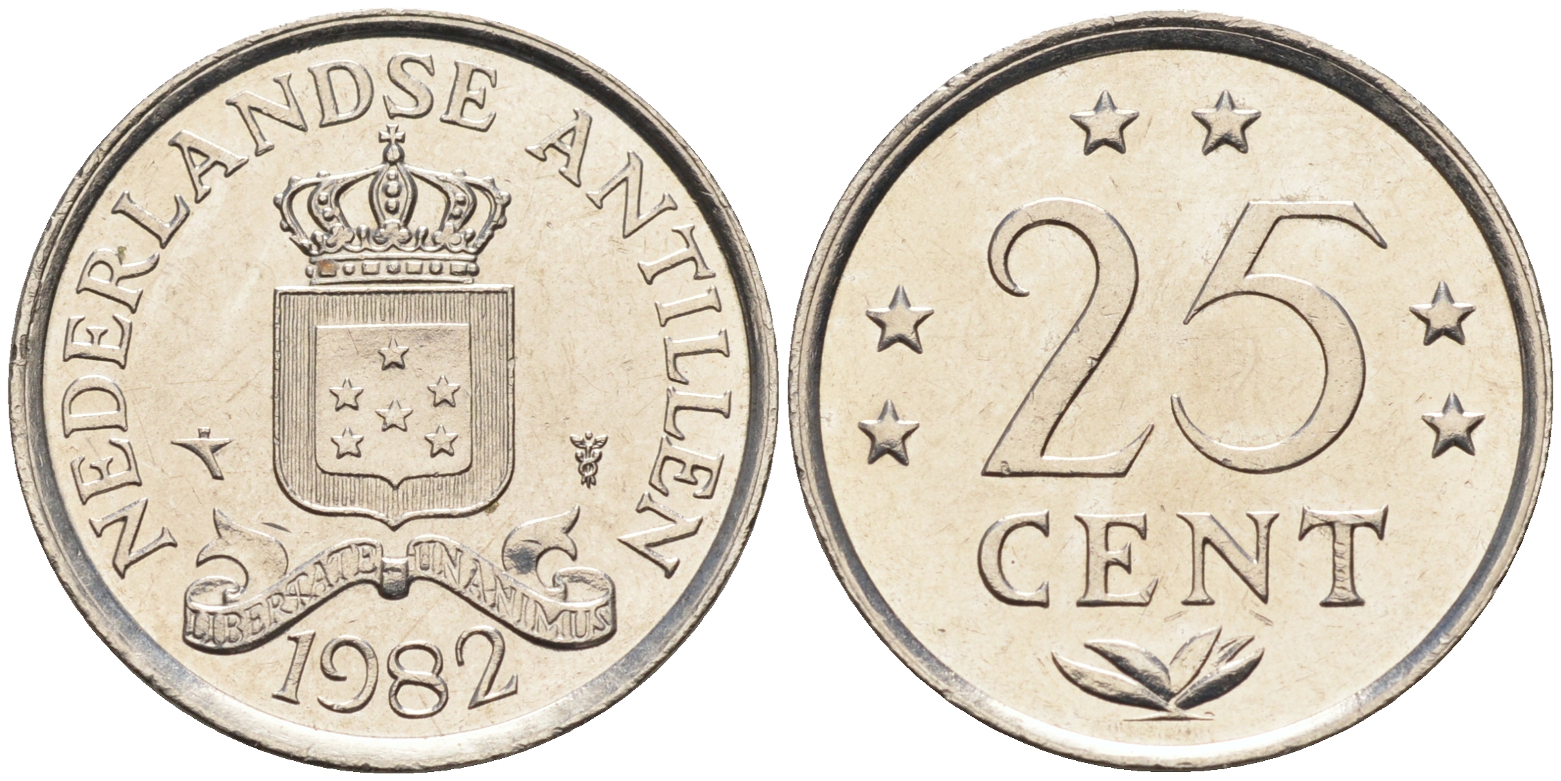Нидерландские Антилы 25 центов 1982 Беатрикс (1980-2013) KM 11 никель 4169-414