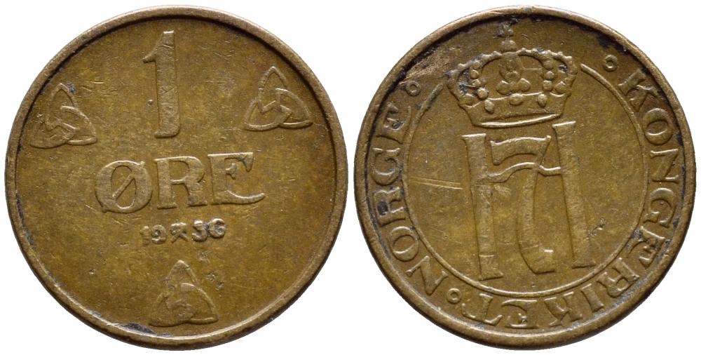 НОРВЕГИЯ 1 ЭРЕ 1936 KM 367 бронза 3334-1061