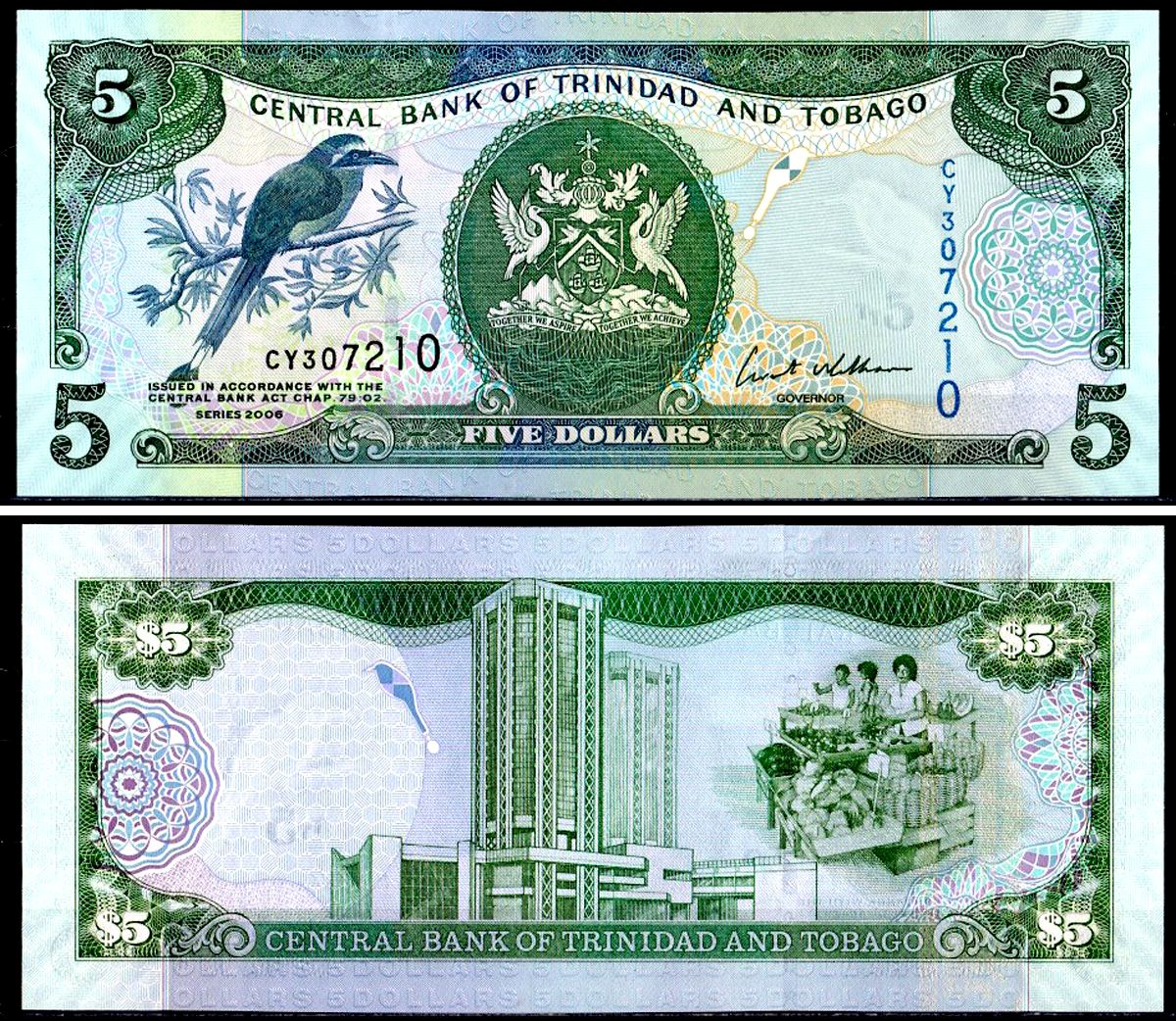 Тринидад и Тобаго 5 долларов 2006 Pick 47 a бумага UNC (пресс) 402-51-2-1