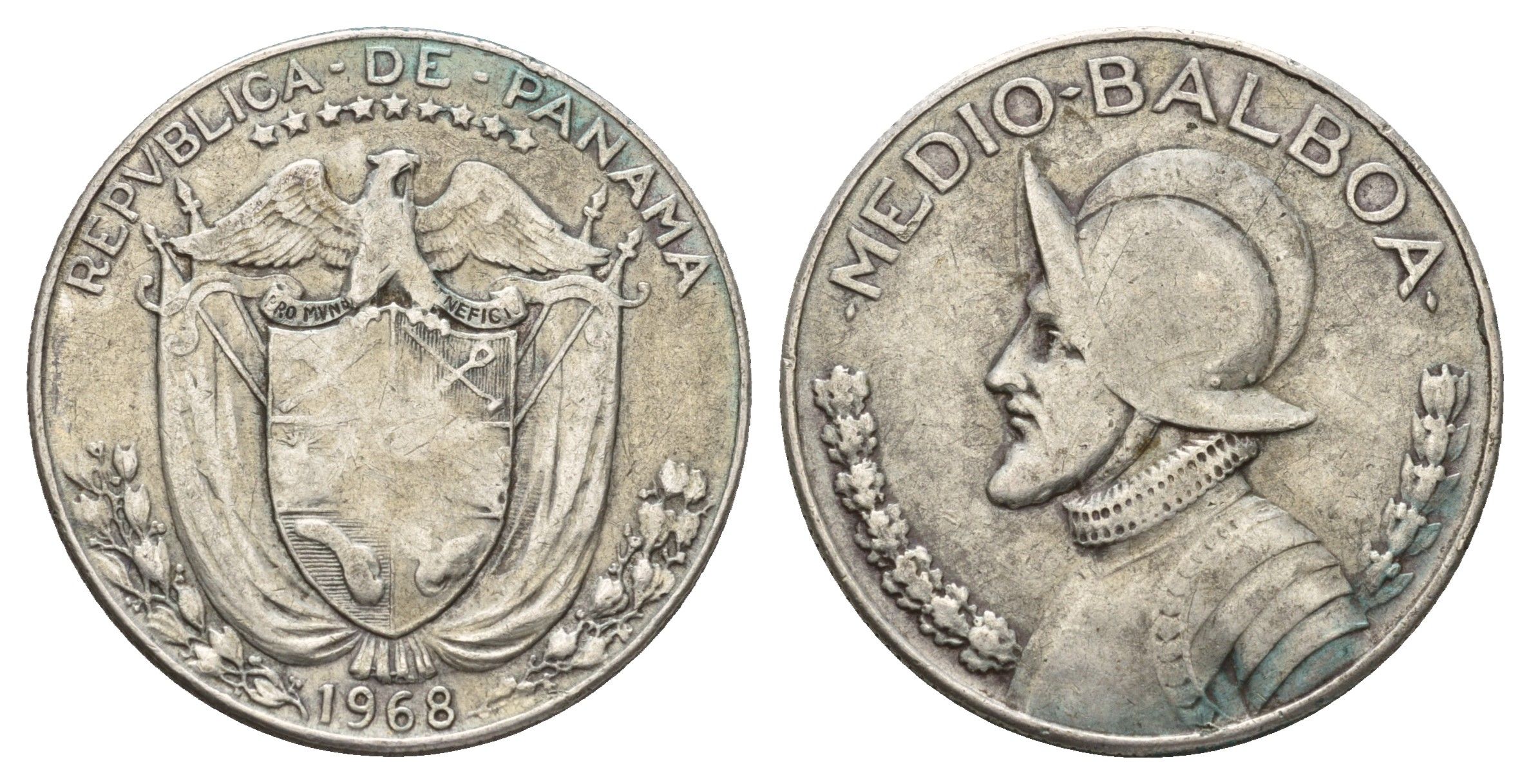 Панама 1/2 бальбоа (50 сентесимо) 1968 KM 12a.1 серебро 59-1731