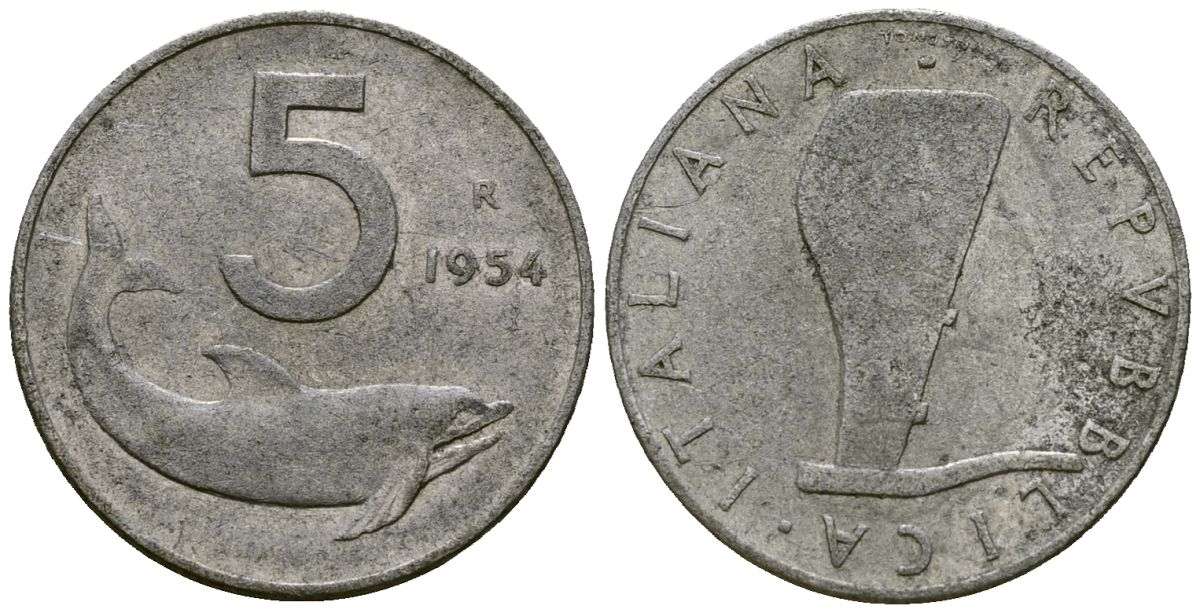 Италия 5 лир 1954 KM 92 алюминий 4172-252