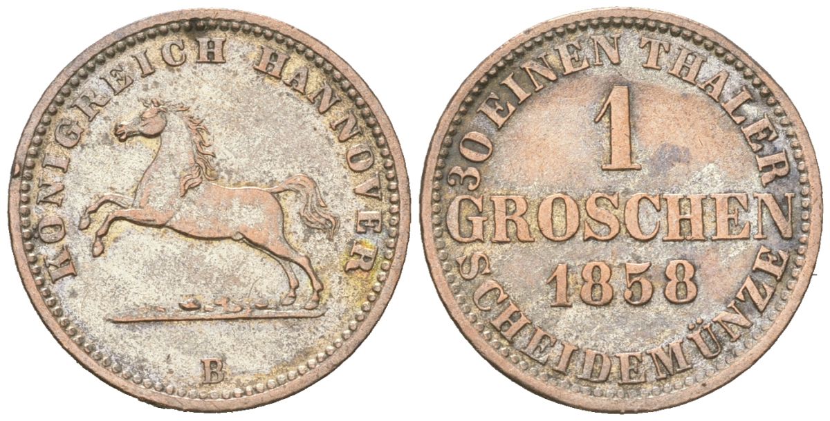 Ганновер 1 грош 1858 B KM 236 серебро 4615-312