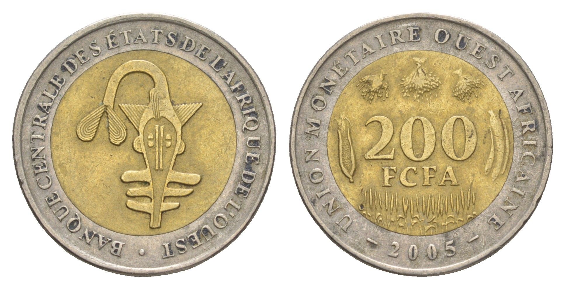 Западная Африка (BCEAO) 200 франков 2005 KM 14 биметалл 4619-543