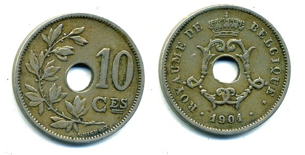 БЕЛЬГИЯ 10 САНТИМОВ 1901 04-135