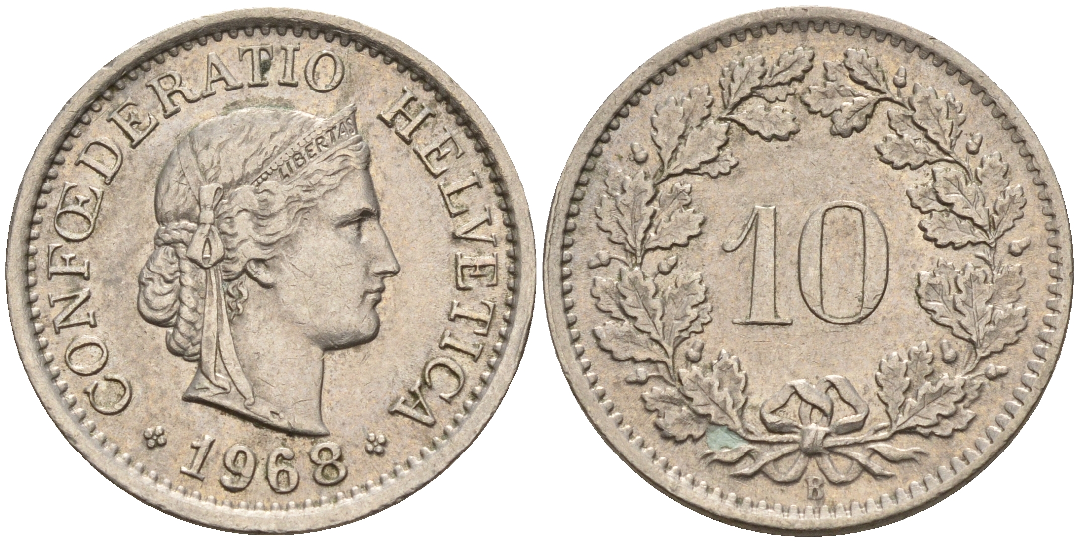 Швейцария 10 раппенов 1968 В KM 27 медно-никель    4152-1139