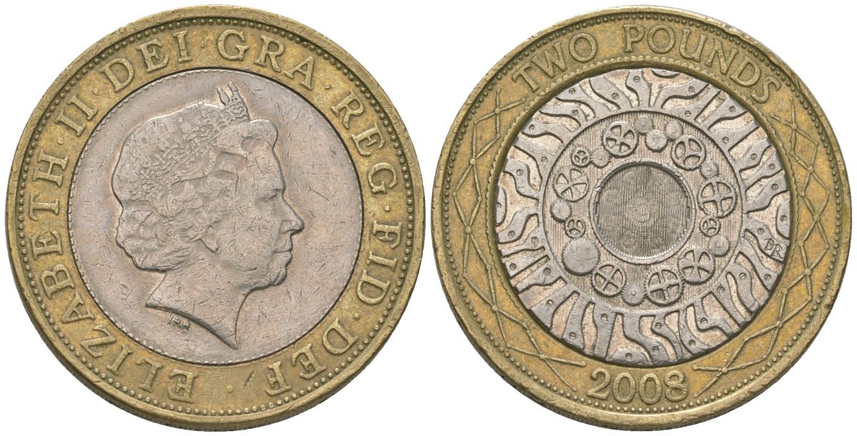 Великобритания 2 фунта 2008 Елизавета II (1952-2022) KM 994 биметалл 4606-1227