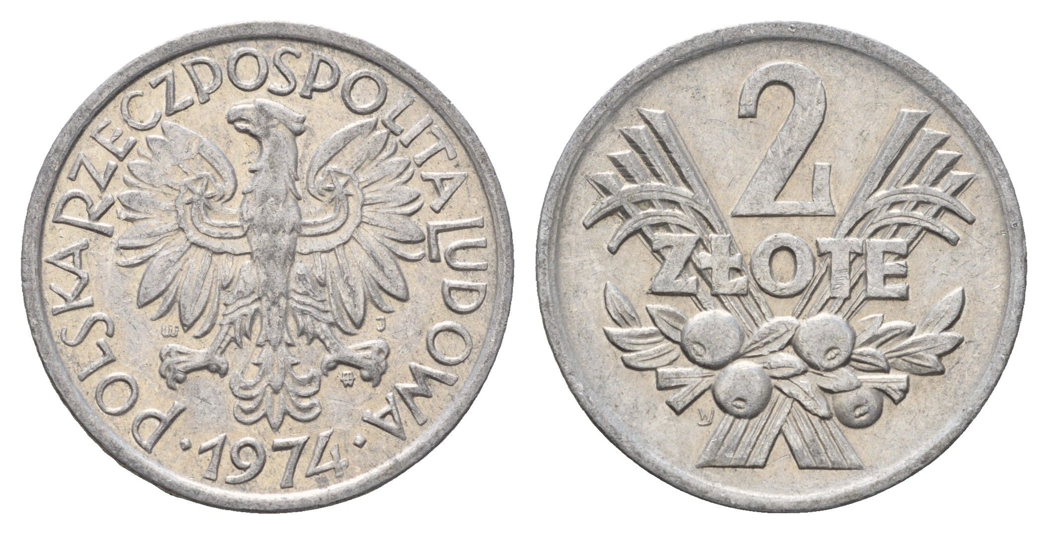 Польша 2 злотых 1974 Y 46 алюминий 216-1236