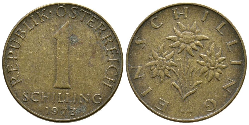 Австрия 1 шиллинг 1973 KM 2886 алюминиевая бронза 4606-927