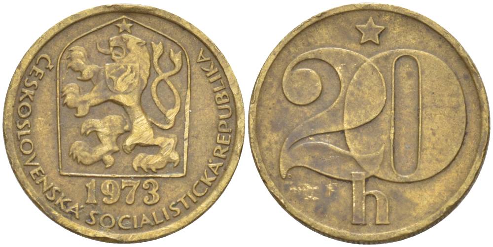 Чехословакия 20 геллеров 1972 KM 74 латунь 4551-721