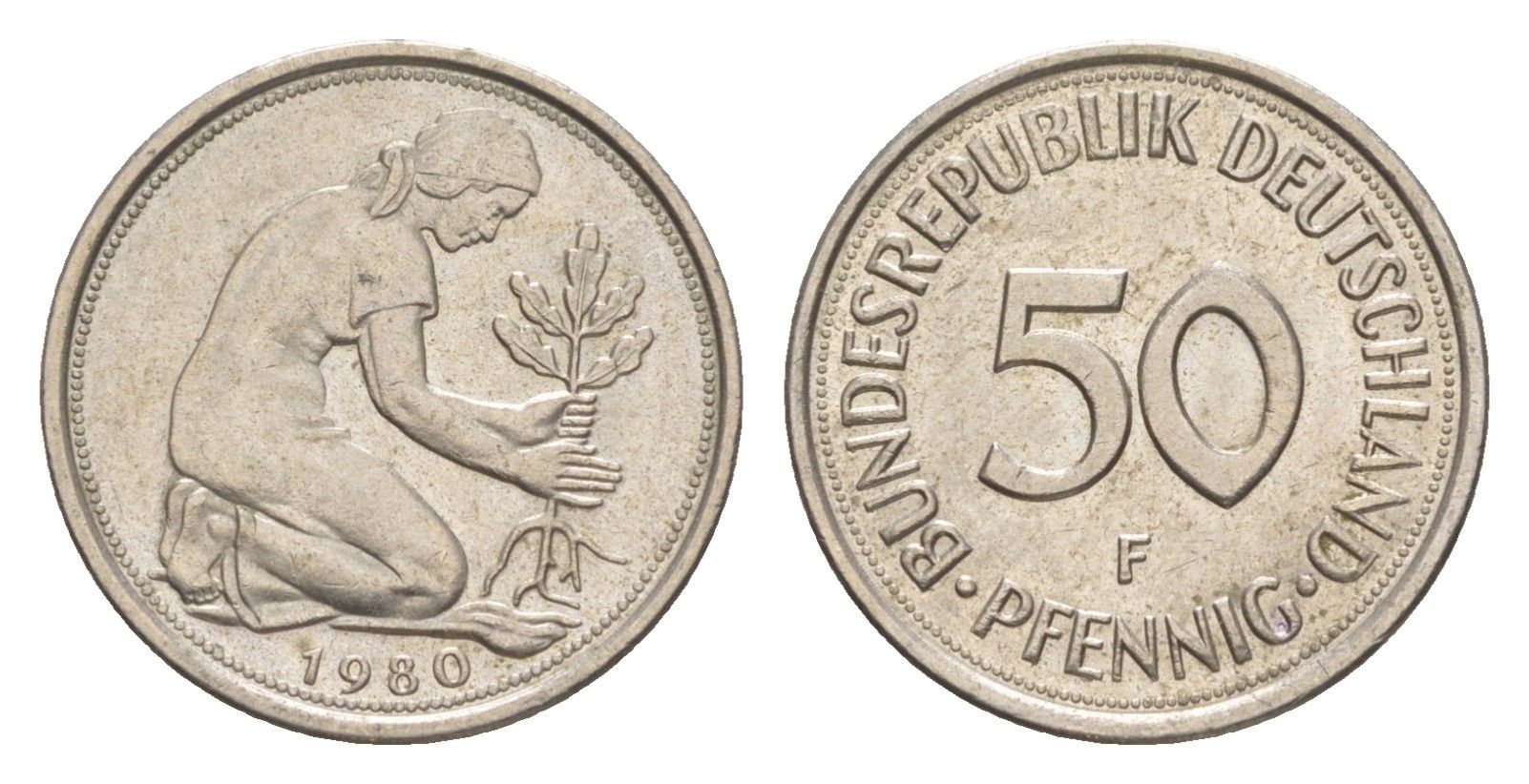 ФРГ 50 пфеннигов 1980 F KM 109.2, J. 384a медно-никель 4632-261