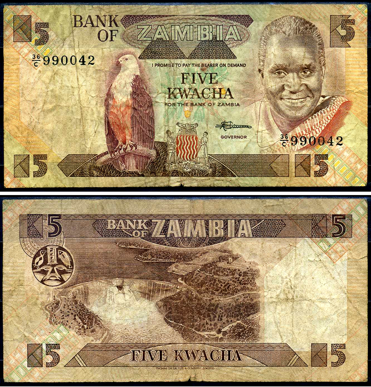 Замбия 5 квач ND (1980-88) Кеннет Каунда, Кариба ГЭС, подпись Chivuno Pick 25 d бумага 7548-71-1-1