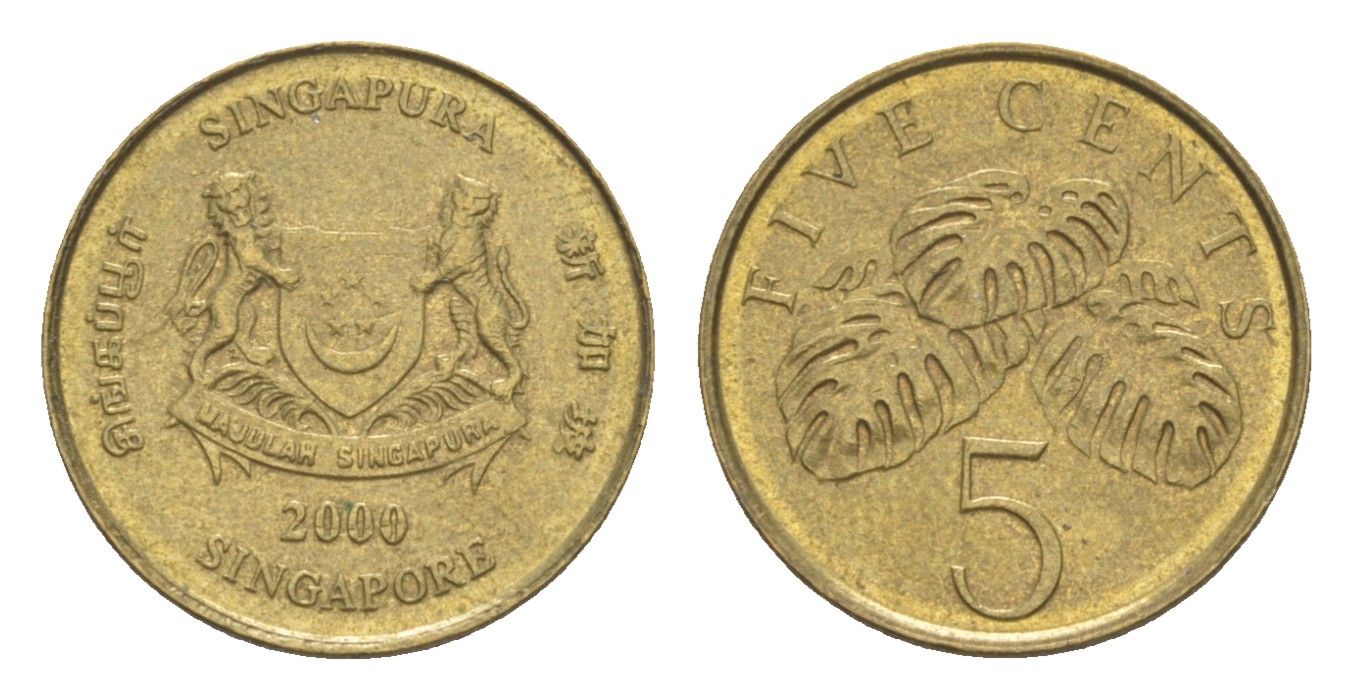 Сингапур 5 центов 2000 KM 99 алюминиевая бронза 4154-943