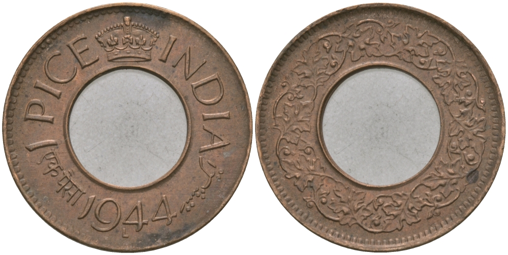 Британская Индия 1 пайс 1944 Георг VI (1936-1952) KM 533 бронза 33-1113