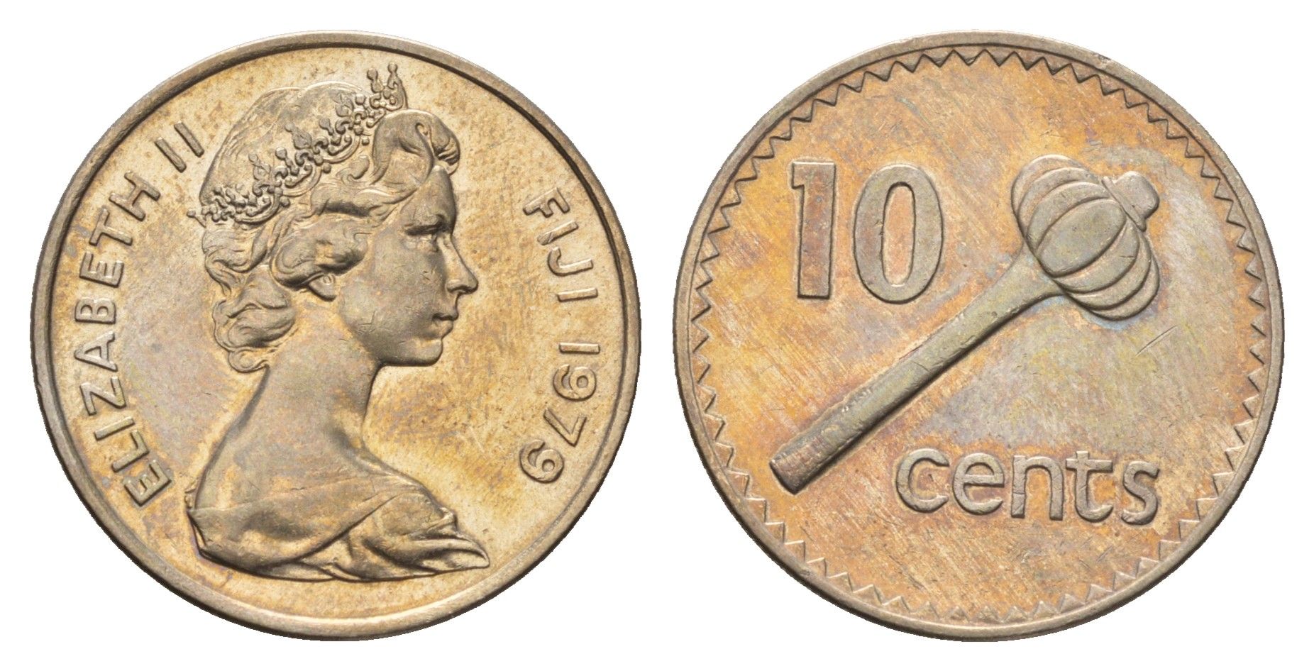 Фиджи 10 центов 1979 Елизавета II (1952-2022), булава KM 30 медно-никель aUNC 4698-1132