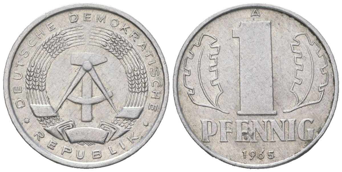 ГДР 1 пфенниг 1965 A KM 8.1 алюминий 206-1267