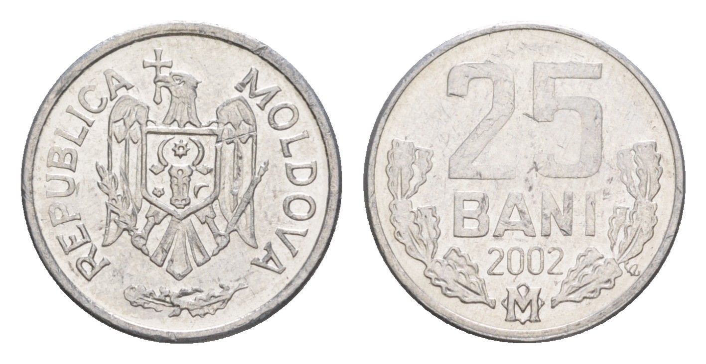 Молдавия (Молдова) 25 бань (бани) 2002 KM 3 алюминий aUNC 4632-762