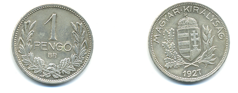 Венгрия 1 пенге 1927 ВР KM 510 серебро 93-434
