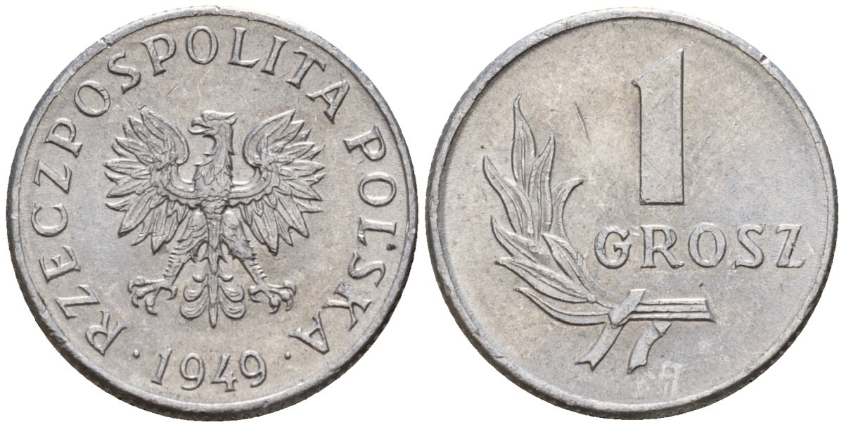 Польша 1 грош 1949 KM 39 алюминий 4189-457