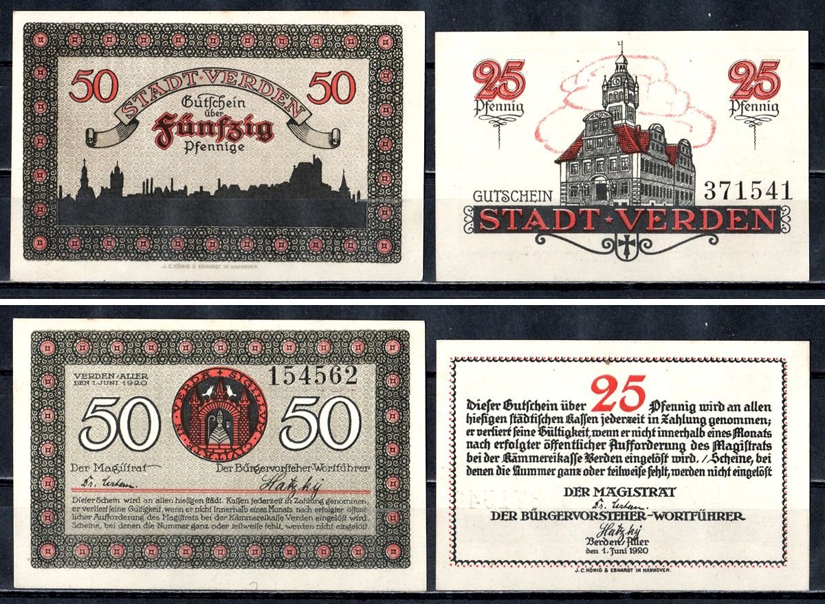 Верден (Пруссия, Ганновер) набор из 2 нотгельдов 1921 2193-33-3-1