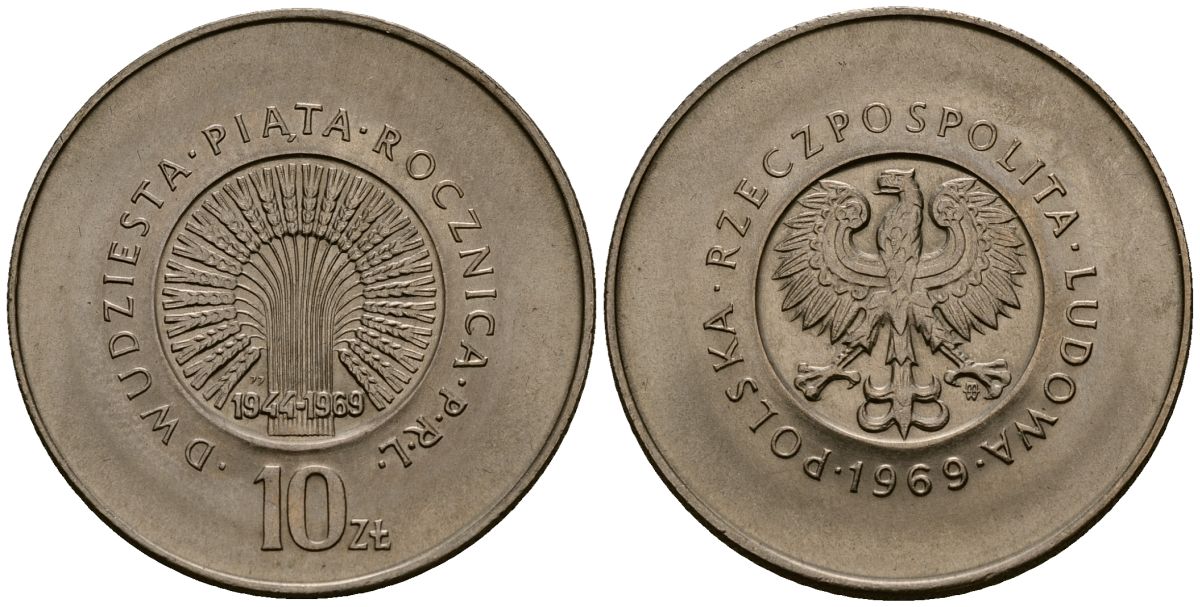 Польша 10 злотых 1969 25 лет с момента образования Польской Народной Республики Y 61 медно-никель 4168-726