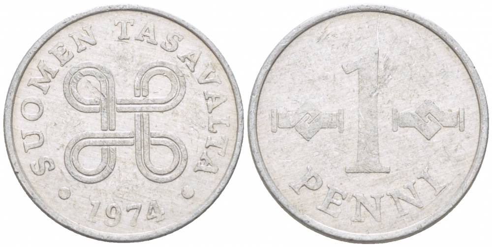 ФИНЛЯНДИЯ 1 ПЕННИ 1974 КМ 44a алюминий 3309-266