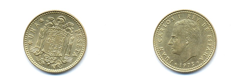 Испания 1 песета 1975 (80) Хуан Карлос I (1975-2014) KM 806 алюминиевая бронза 54-946