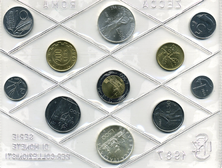 Италия госнабор из 11 монет 1985 150 лет со дня смерти Джакомо Леопарди KM MS 18 серебро UNC 7-5-1-2