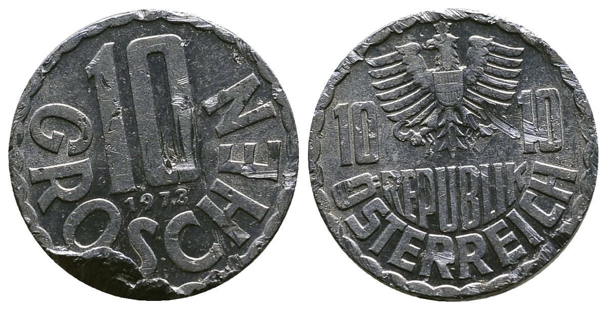 АВСТРИЯ 10 ГРОШЕЙ 1973 KM 2878 алюминий 4384-1133