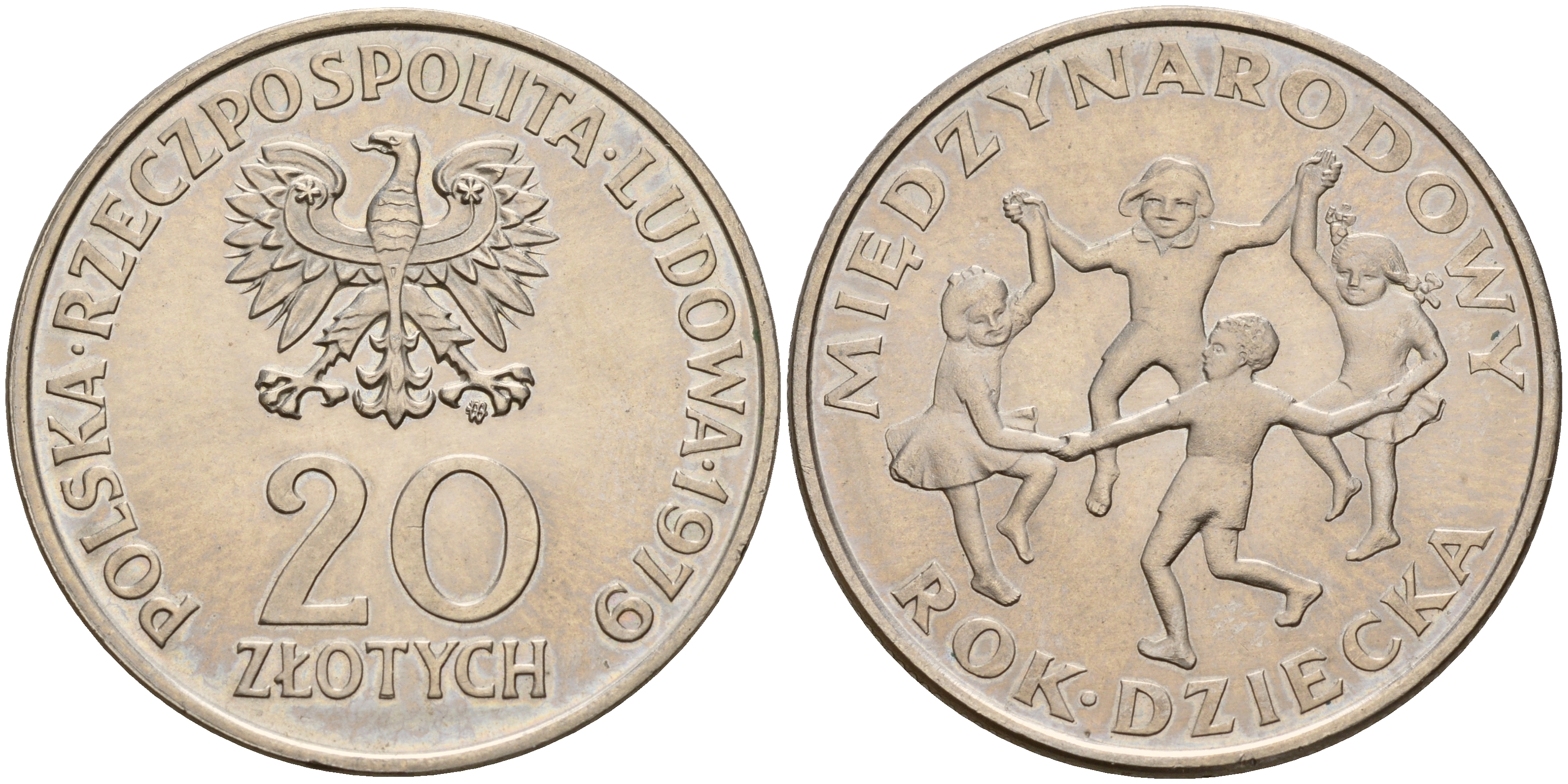 Польша 20 злотых 1979 Международный год детей KM 99 медно-никель UNC 4601-1213