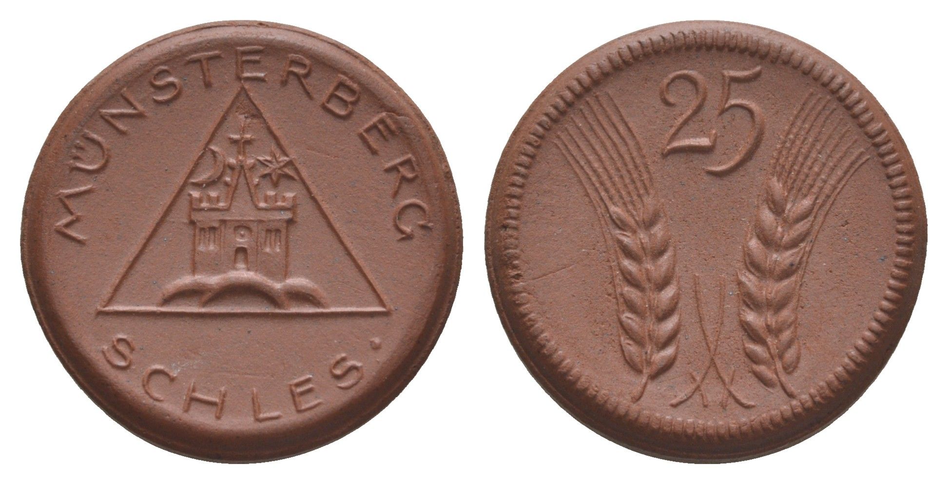 Мюнстерберг 25 пфеннигов ND (1921) Men05 18133.9, Men18 22686.9, Scheuch 199a фарфор 1094-9-72