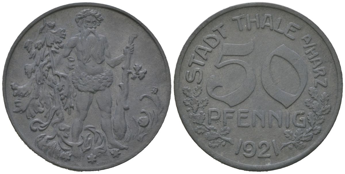 Тале-ам-Гарц (Саксония) 50 пфеннигов 1921 Funck 537.3, Men18 31185.1 цинк 4380-254