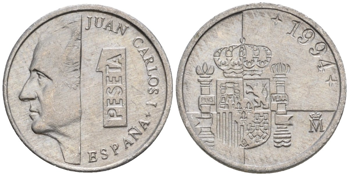 Испания 1 песета 1994 M, Хуан Карлос I (1975-2014) KM 832 алюминий 4602-1156