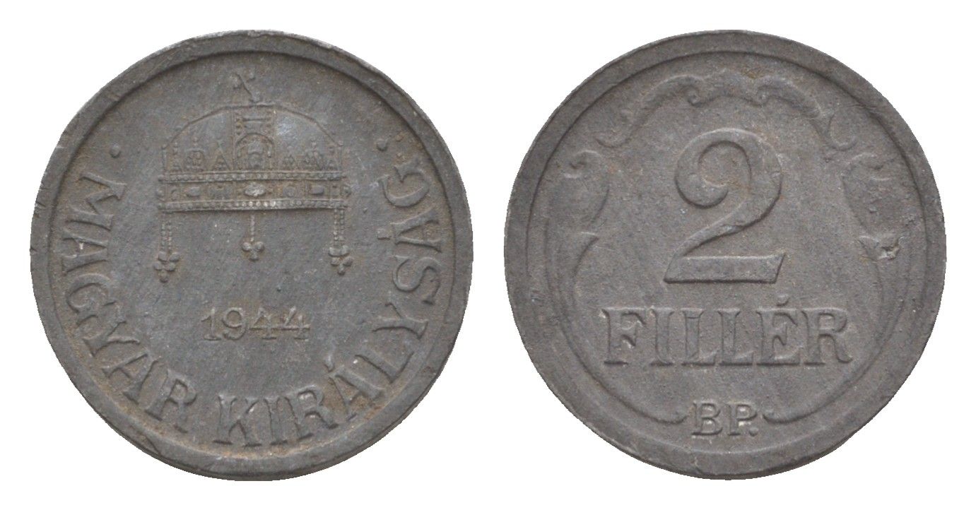 Венгрия 2 филлера 1944 BP KM 519 цинк 4658-361