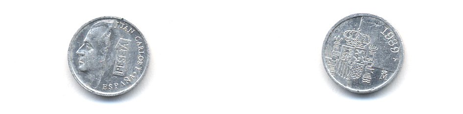 ИСПАНИЯ 1 ПЕСЕТА 1989 ХУАН КАРЛОС I (1975-) KM 832 алюминий 29-1128