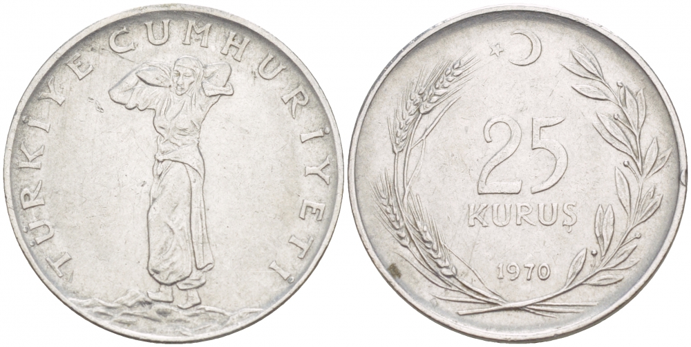 ТУРЦИЯ 25 КУРУШЕЙ 1970 KM 892.3 сталь 4548-244