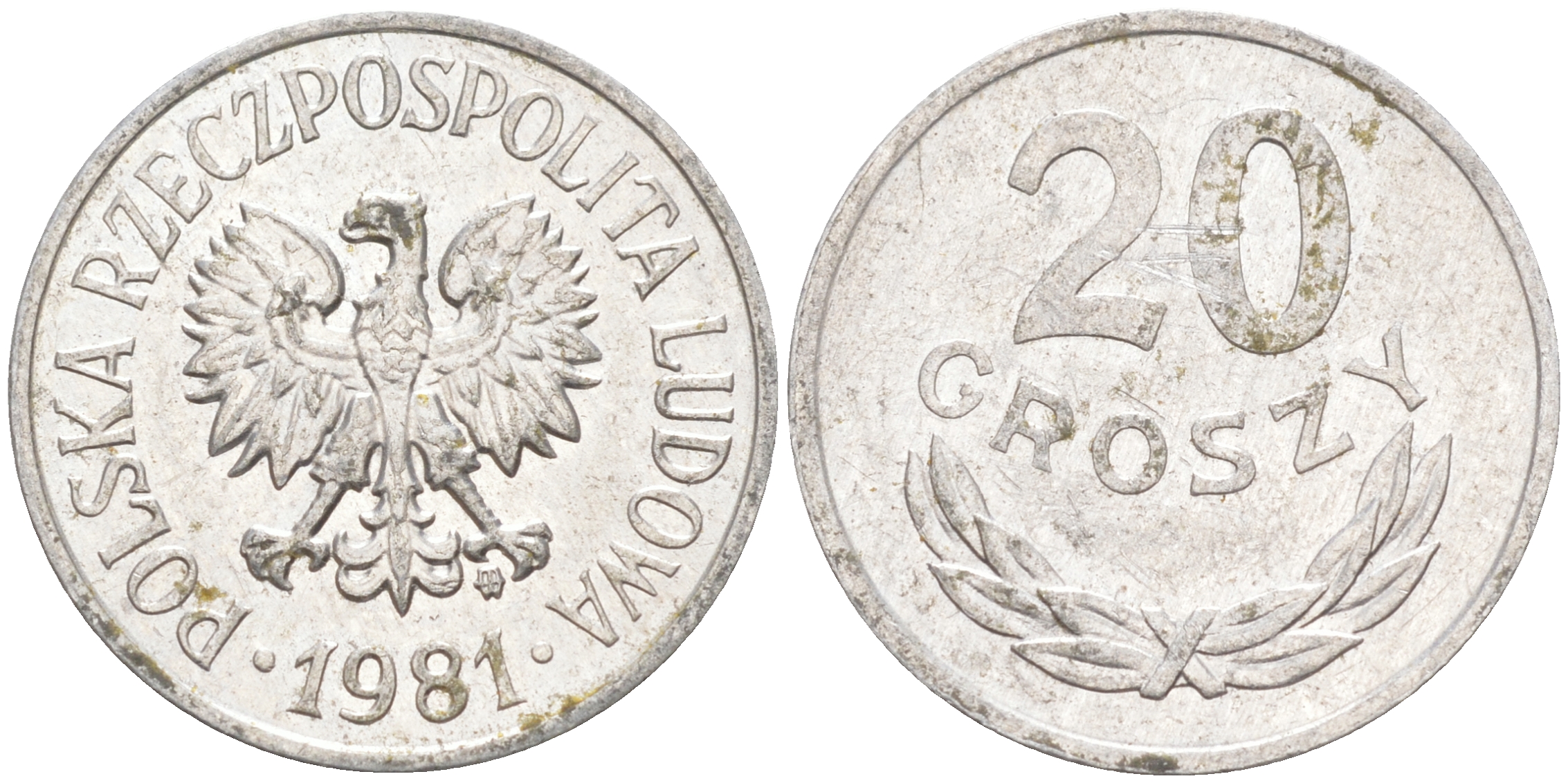 ПОЛЬША 20 ГРОШЕЙ 1981 MW KM A47 алюминий XF 188-1034