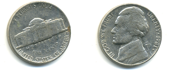 США 5 ЦЕНТОВ 1981 P, ДЖЕФФЕРСОН KM А192 медно-никель 179-727