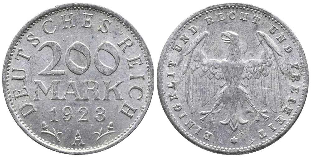 ГЕРМАНИЯ 200 МАРОК 1923 А KM 35, J. 304 алюминий 24-831