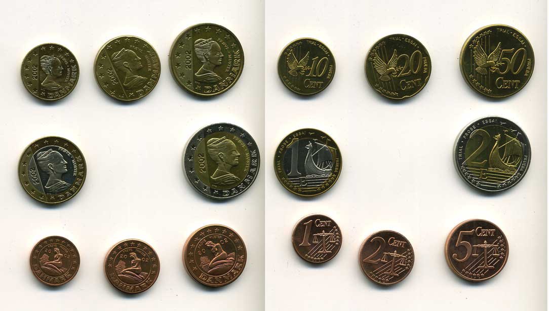 Дания евронабор из 8 монет 2002 в оригинальной коробке, с сертификатом, PROBA, пробники    PROOF  5-4-6-12