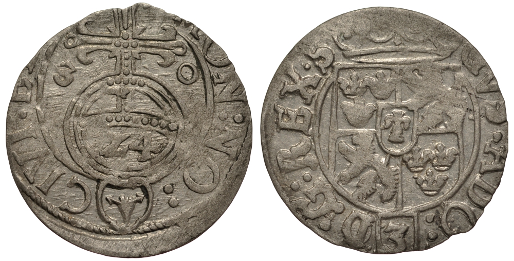 Польша, Эльблонг 1/24 талера (полторак) 1630 (16)30, Густав Адольф, Шведское правление (1626-1636), вес 0,96 гр., городской выпуск KM 11 серебро 1516-1232