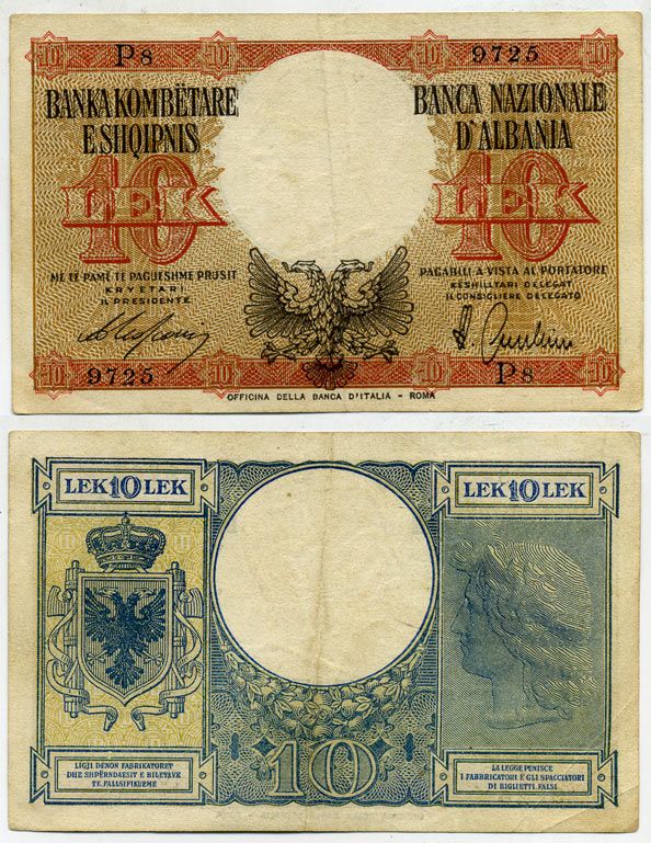 Албания 10 леков 1940 Итальянская оккупация Pick 11 бумага 451-92-1