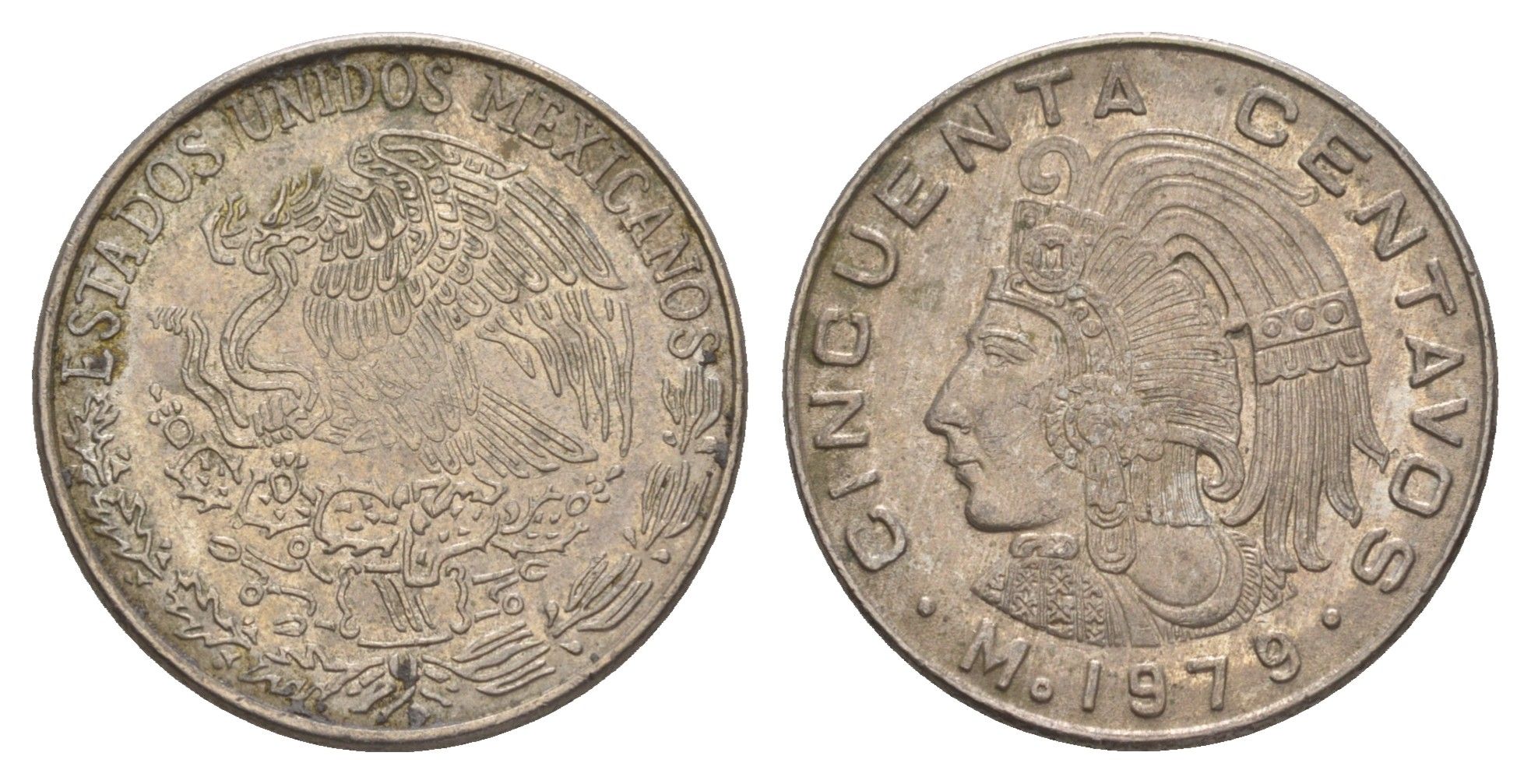 Мексика 50 сентаво 1979 Куаутемок, последний правитель империи ацтеков KM 452 медно-никель 4656-1214