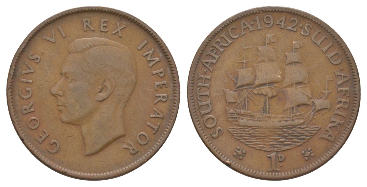 ЮАР 1 пенни 1942 KM 25 бронза 4512-411