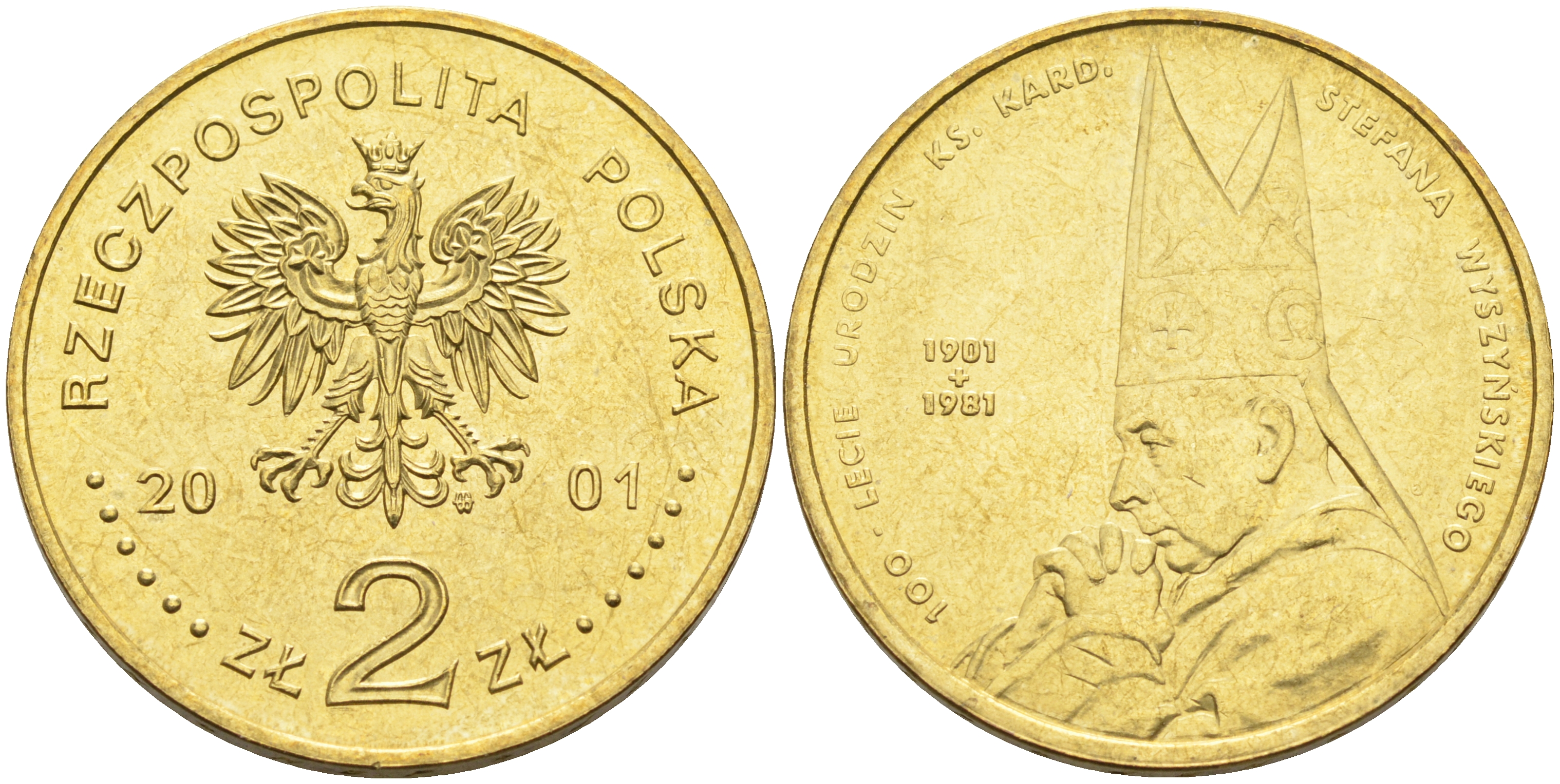 Польша 2 злотых 2001 MW, 100 лет со дня рождения Стефана Вышинского (1901-1981) KM 418, Parchimowicz 834 нордик UNC 4589-942