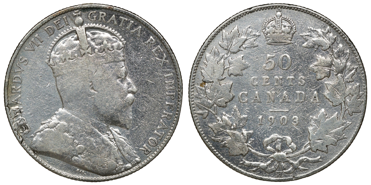 Канада 50 центов 1903 H, Эдуард VII KM 12 серебро 4044-733