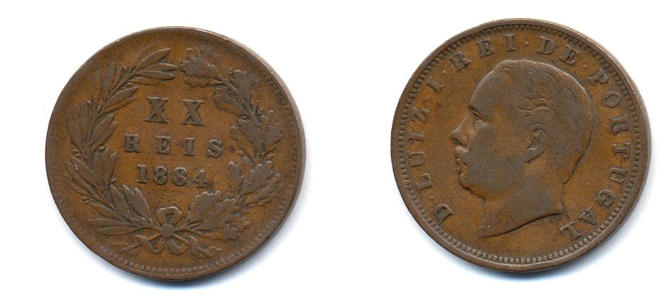 ПОРТУГАЛИЯ 20 РЕЙС 1884 KM 527 бронза 4379-116