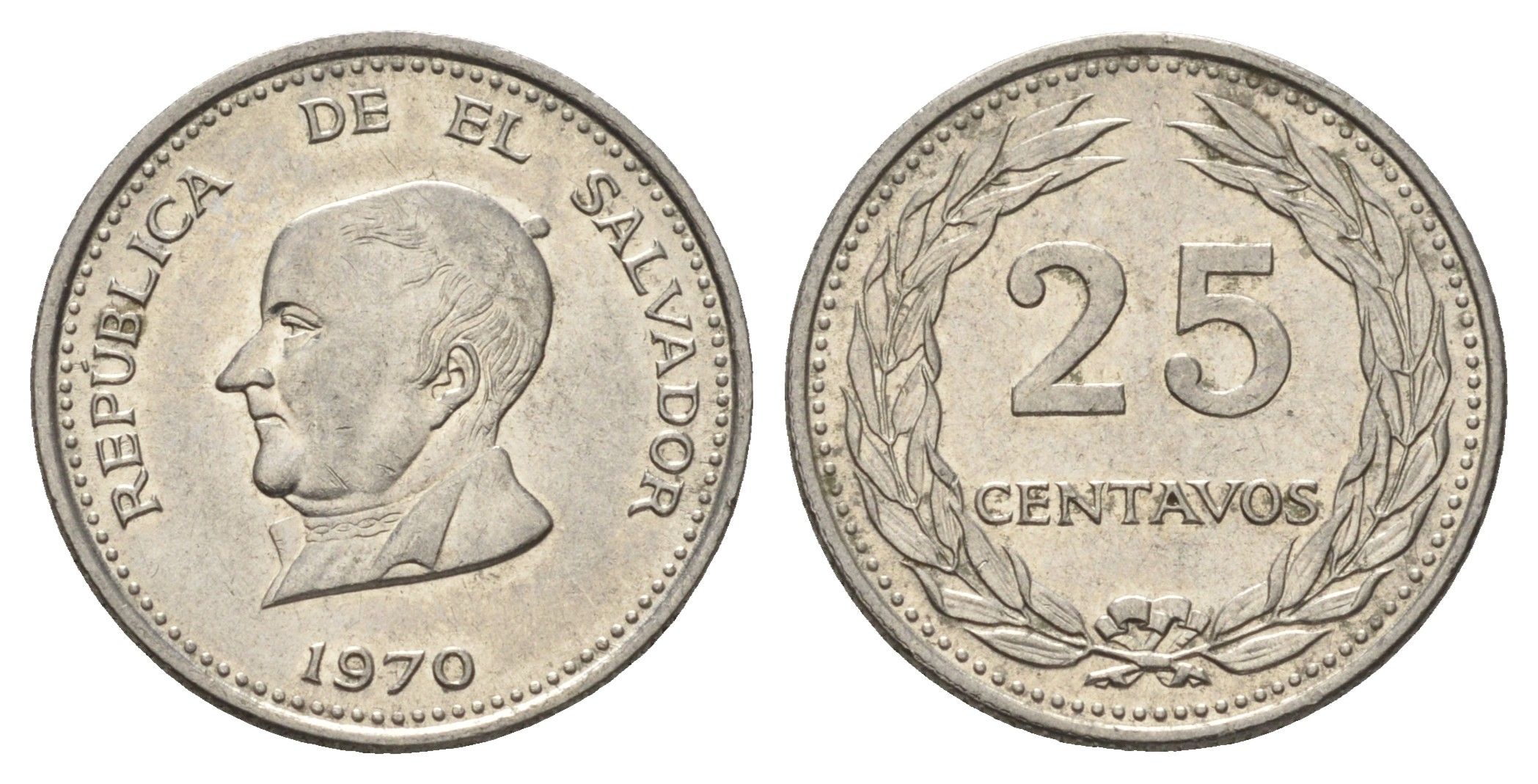 Сальвадор 25 сентаво 1970 KM 139 никель 4124-1027