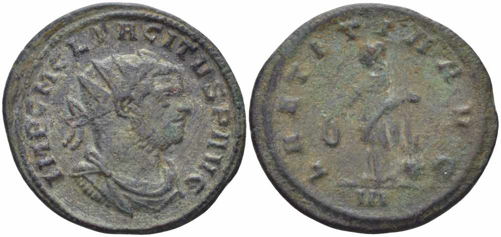 Римская Империя аврелианиан 275 - 276 Тацит LAETITIA AVG Сисция Very fine RIC 142 бронза, серебрение 1073-16-83